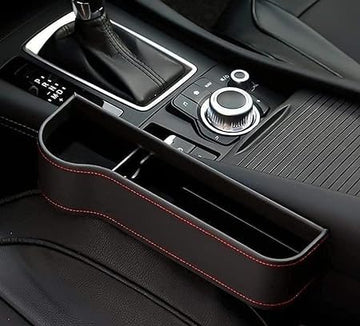 Leather Car Boot Bag: Driver Seat Gap Filler Console Side Pocket with Bottle/Can Holder pack of 1