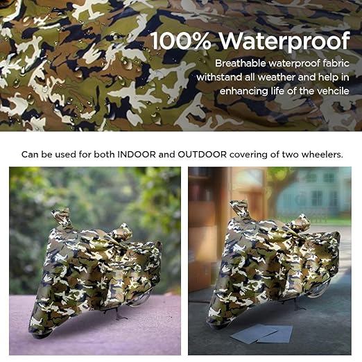 Military-Grade Bike Cover | Waterproof, Dustproof, UV Protection (Army Green Camouflage, Universal Fit)