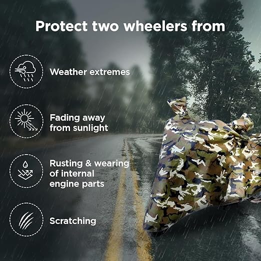 Military-Grade Bike Cover | Waterproof, Dustproof, UV Protection (Army Green Camouflage, Universal Fit)