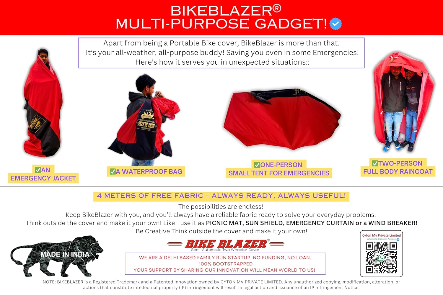 Semi-Automatic Portable Bike Cover | Military-Grade, All-Weather Protection, Quick Deploy (Universal Fit for Bikes & Scooters)