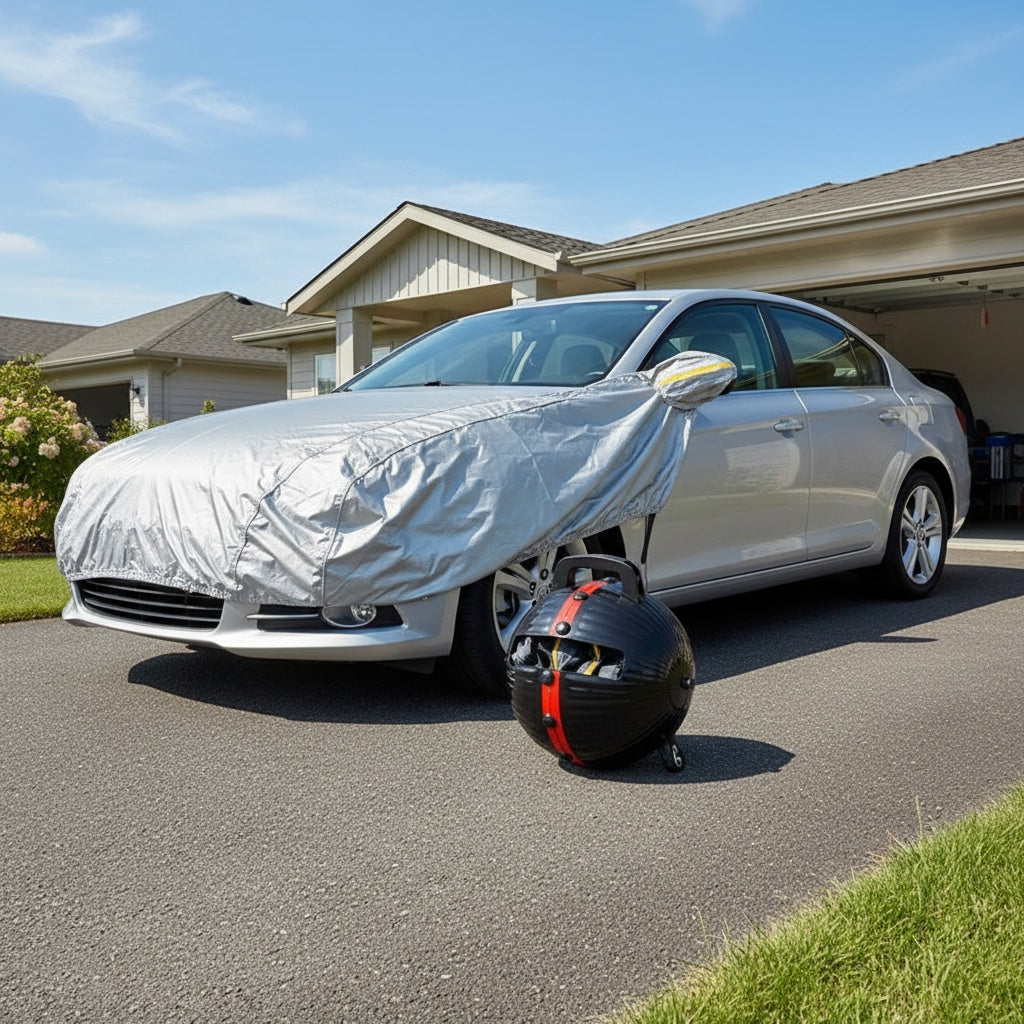 Portable Semi-Automatic Full Car Cover | All-Weather Protection, Quick Deploy & Fold | Custom Fit for all Car Models (CarBlazer®)
